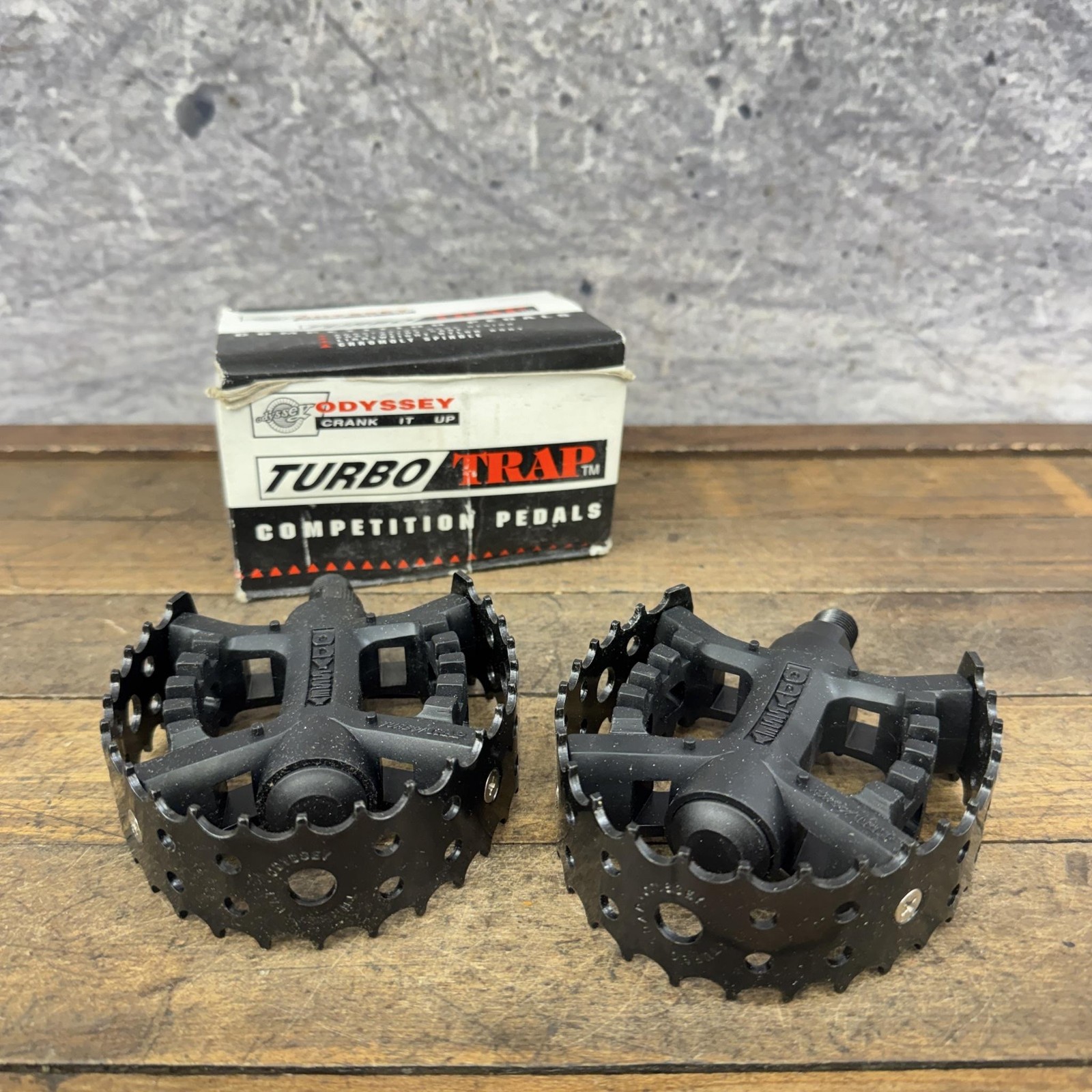 Vintage Odyssey Turbo Trap BMX Pedals 1/2 Black Old School BMX NOS Pair OPC