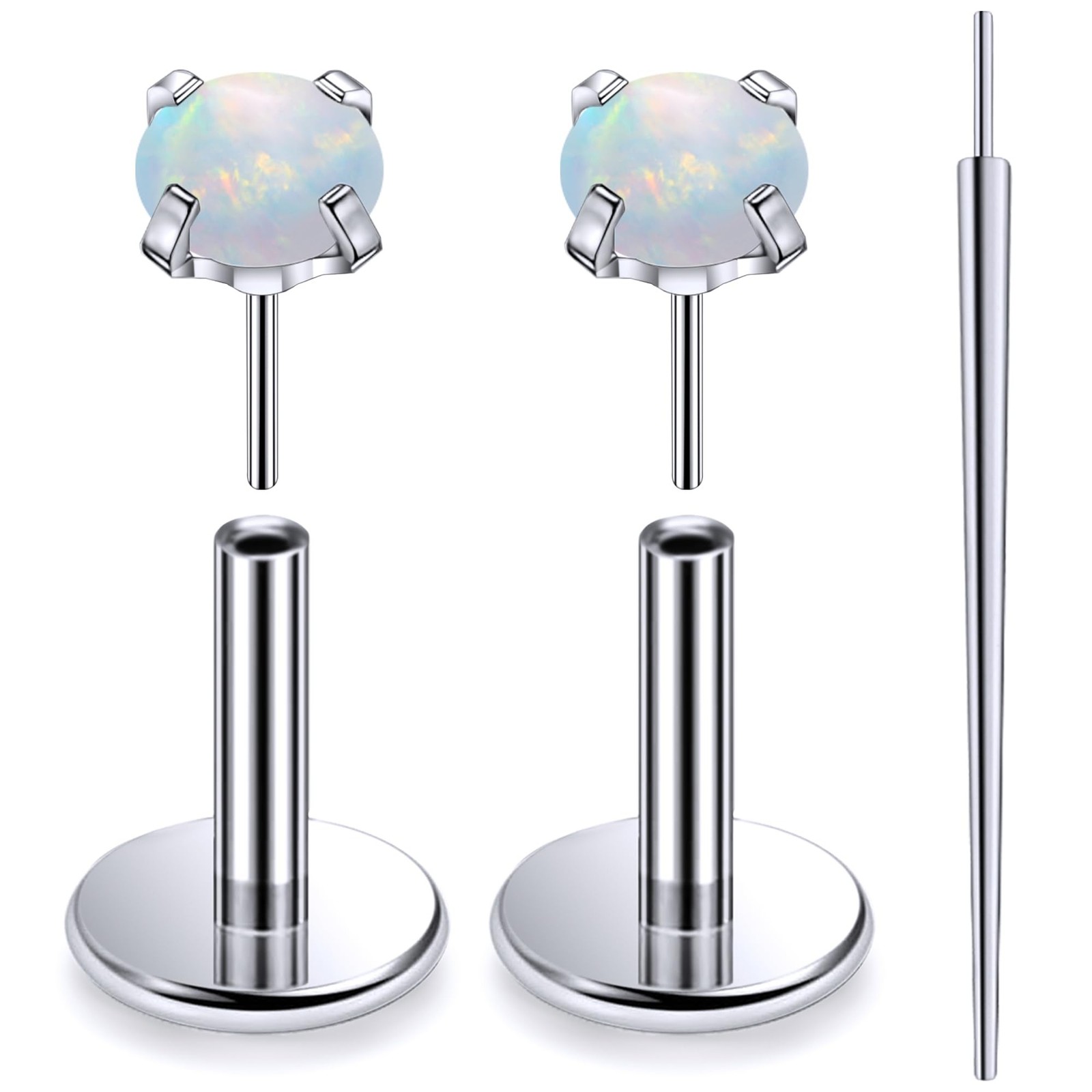 20G 18G 16G Threadless Push In Astm F136 Titanium Nose Ring Studs Flat Back S…