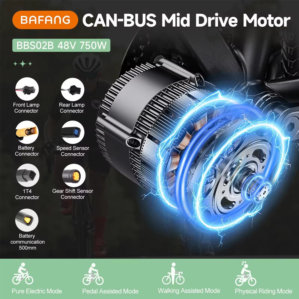 48V750W BAFANG Mid Drive Motor Kit BBS02B 68-100mm Electric Bike Conversion Kits