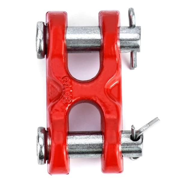 QWORK 3/8 Inches Twin Clevis Safety Chain Repair Links, 4 6600lbs, 4 Pack
