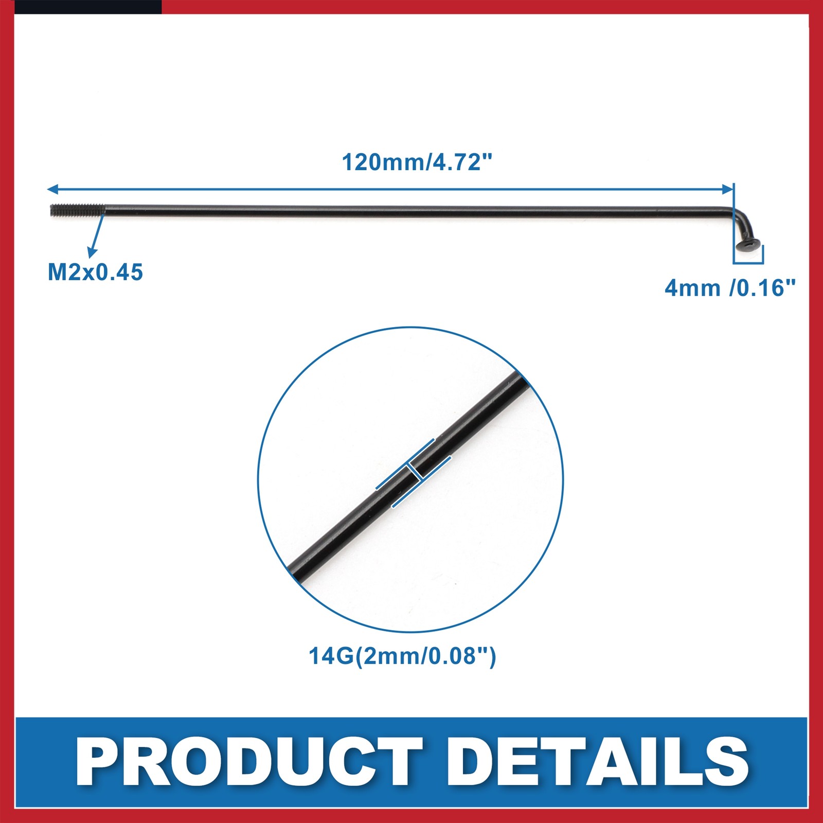 Bike Bicycle Spokes 14G 120MM Mountain Bike Spokes steel Black 36 Pcs