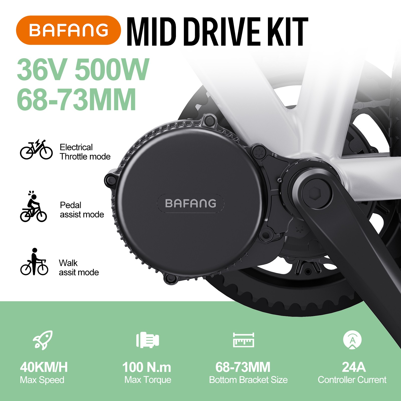Bafang Mid Drive Motor 36V 48V250W 500W 750W 1000W 68-120mm Ebike Conversion Kit