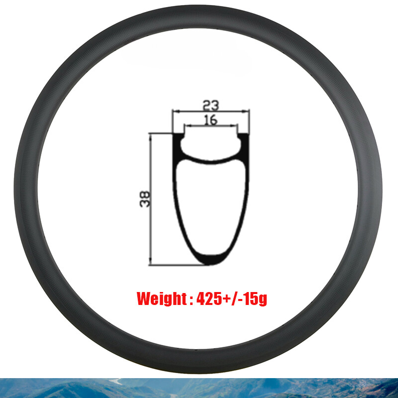 700C 38mm*23mm Road Bike Carbon Rim Basalt V Brake Clincher 16-36 Holes
