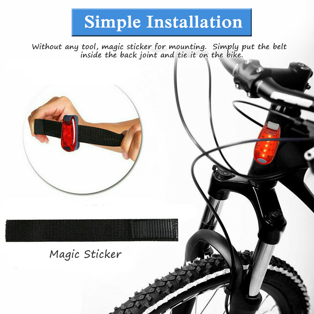 2PCS Bike Bicycle Cycling Handlebar Tape Non-slip &LED Rear Safety Light Clip On