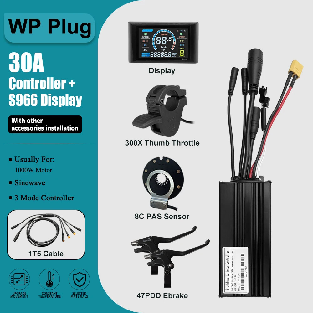 E-Bike Three-Mode Sine Wave Controller SM/WP Plug 36V 48V 17A 26A 30A 40A 60A