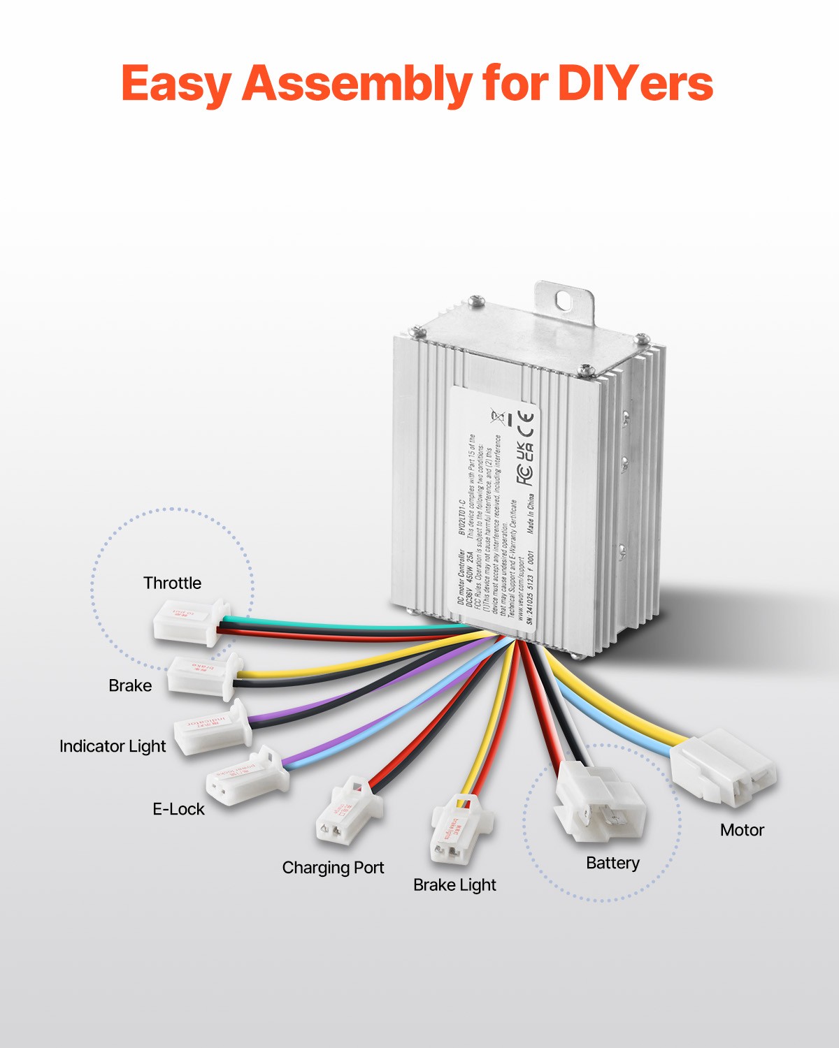 Uimoso 450W 36V DC Motor Kit with Enhanced Speed Controller, 3000 RPM
