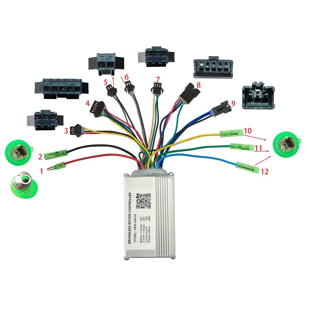 Brushless Motor Controller X869-AA018 36V 15A Electric Bike Conversion Kit LED