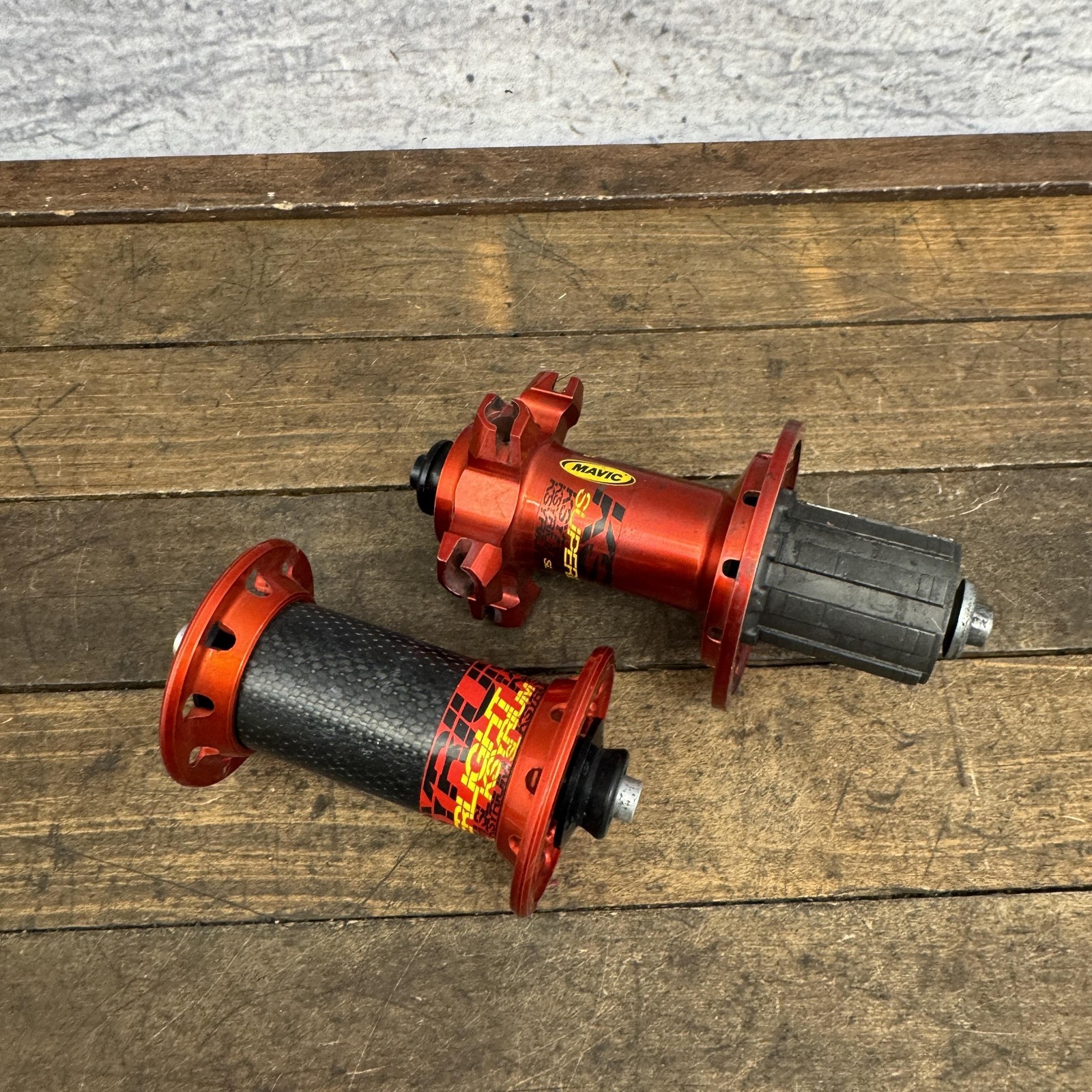 Mavic Ksyrium Superlight Front Rear Hubs 20H Red Carbon QR Shimano 130mm 8s 9s