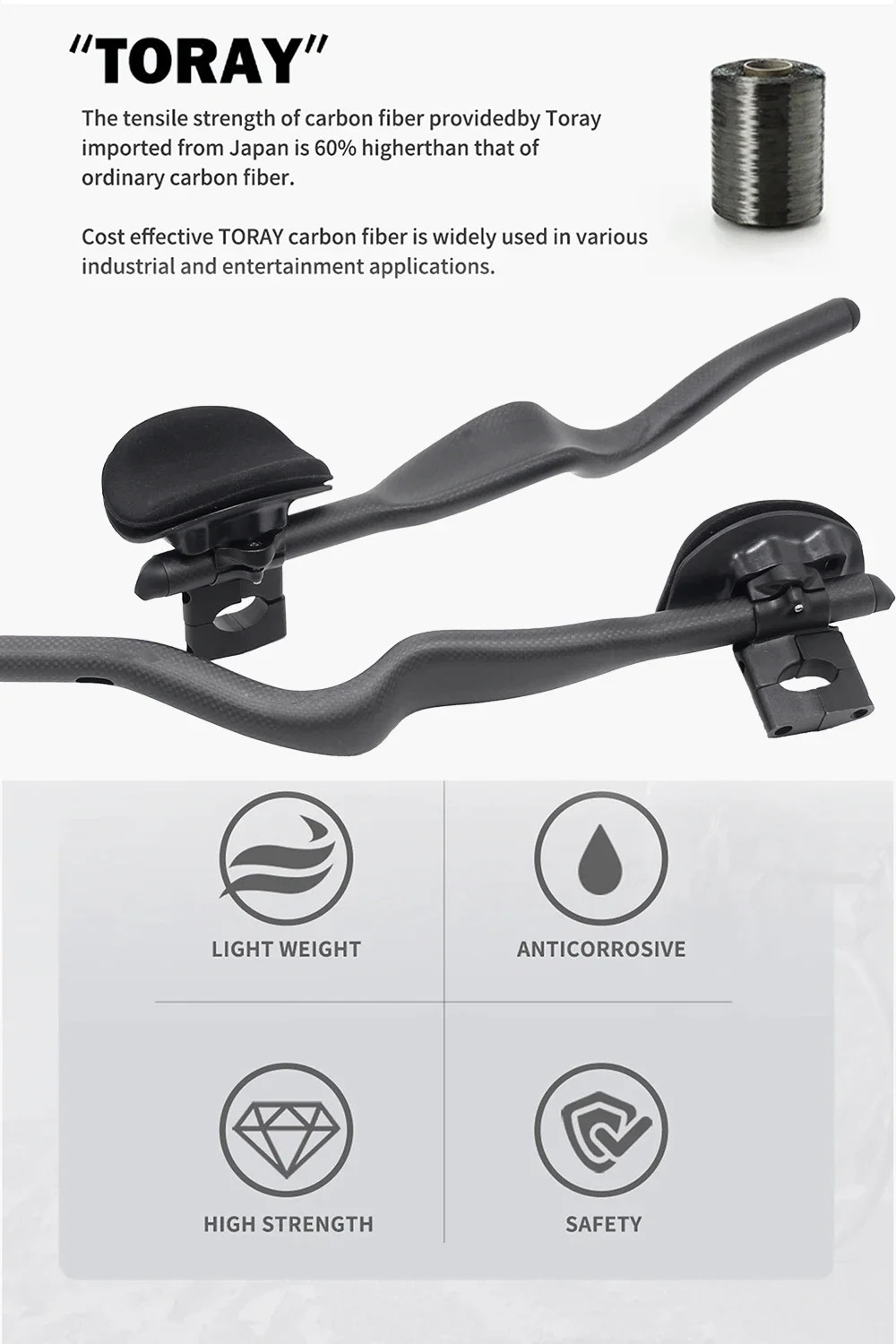 Road Bike Triathlon Time Trial 3K Full Carbon Rest TT Handlebar Matte/Glossy