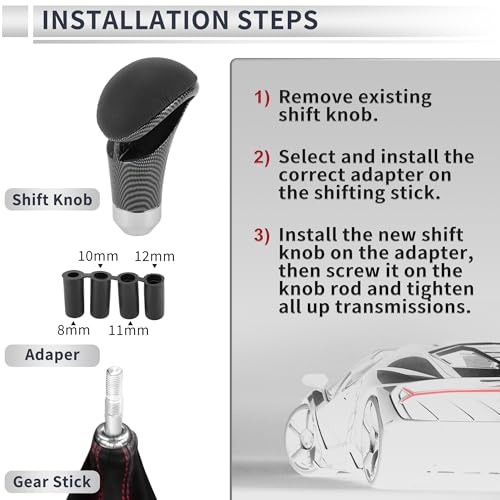 Car Gear Shift Knob Universal Faux Leather Stick Shifter Lever Knob for Black