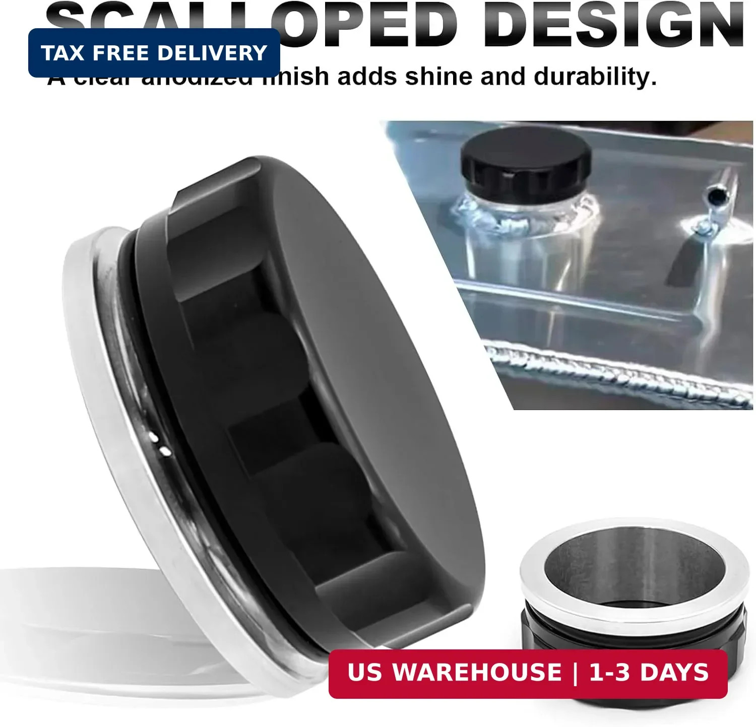 OD 4″ Aluminum Alloy Weld Billet On Filler Neck Black Cap Oil Fuel Water Tank Bl