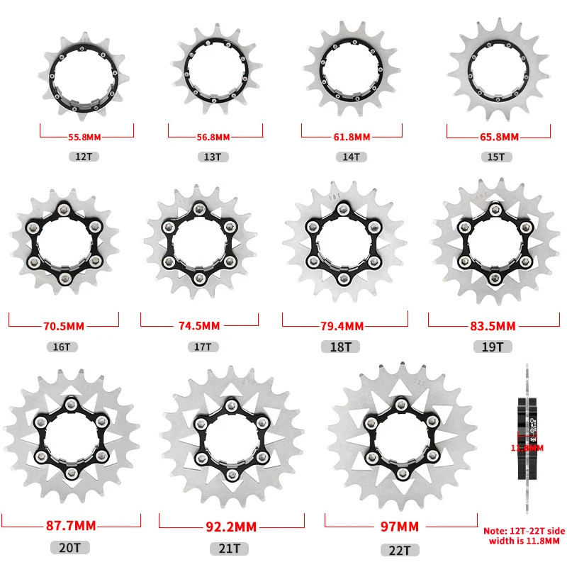 Single Speed Cassette Cog 12T 13T 14T 15T 16T 17T 18T 19T 20T 21T 22T Bike Casse