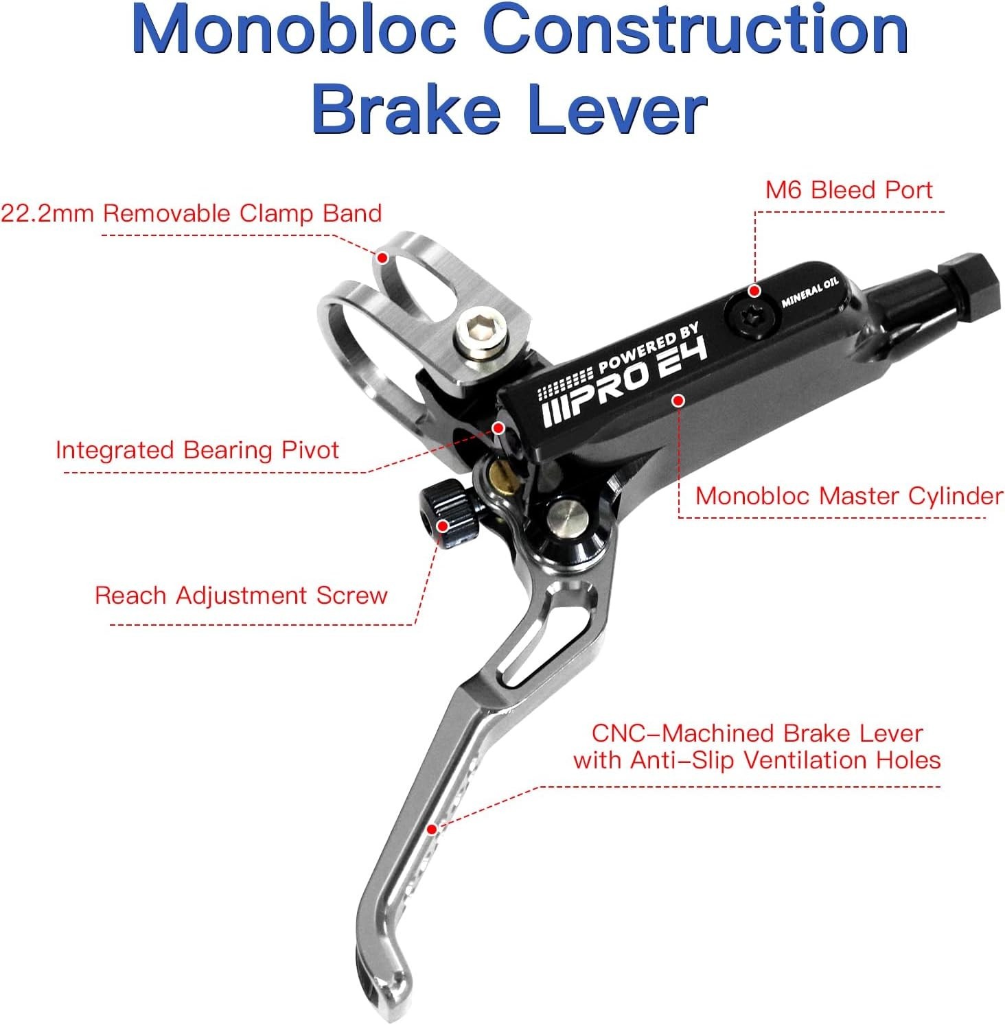 ZTZ IIIPRO E4 MTB Hydraulic Disc Brake Set, 4-Piston Hydraulic Brake Kit for MTB