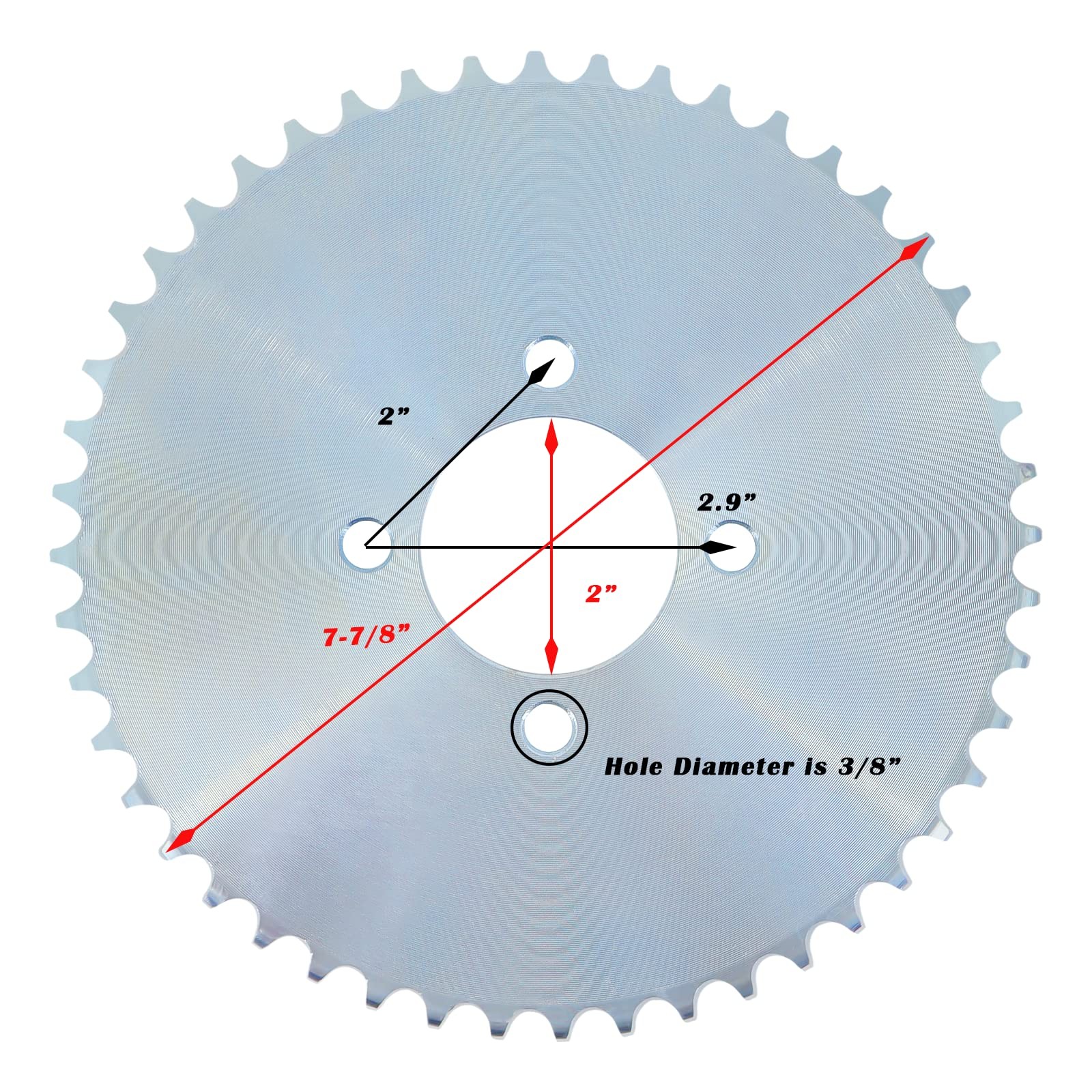 Gekufa 48 Tooth Go Kart Sprocket For 40/41/420 Chain 2 Bore Heavy Duty Steel
