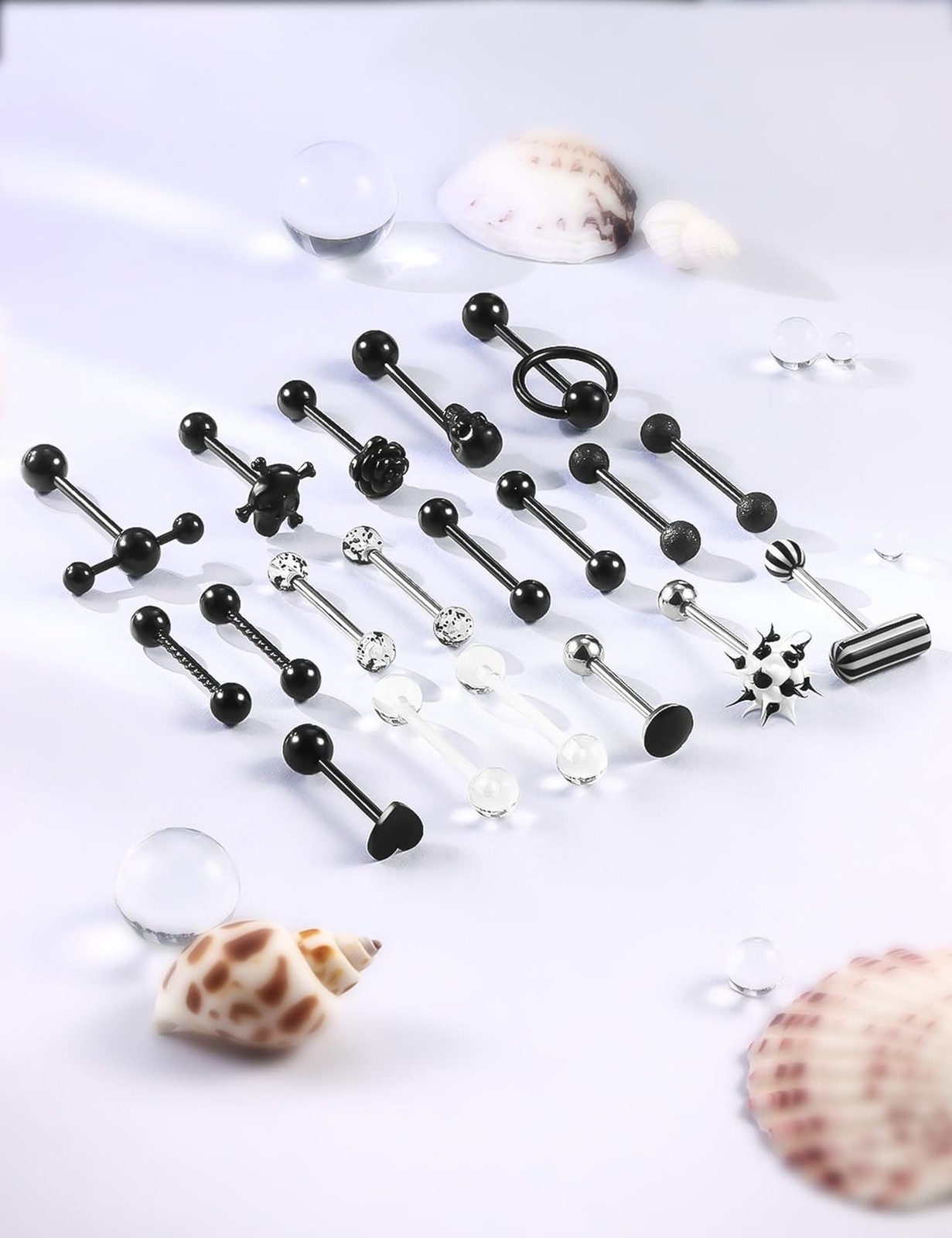 Black 14g Metal Plastic Silicone Tongue Rings Piercing Jewelry for Women Men …