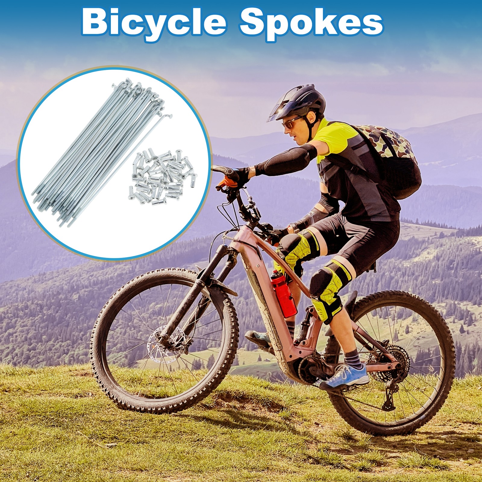 36 Set 14G Bicycle Spokes 119mm Bike Wheel Spokes Galvanized Carbon Steel