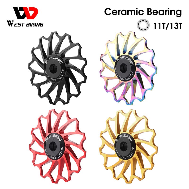 WEST BIKING Ceramic Rear Derailleur Pulley Bicycle 11T/13T Tension Pulley