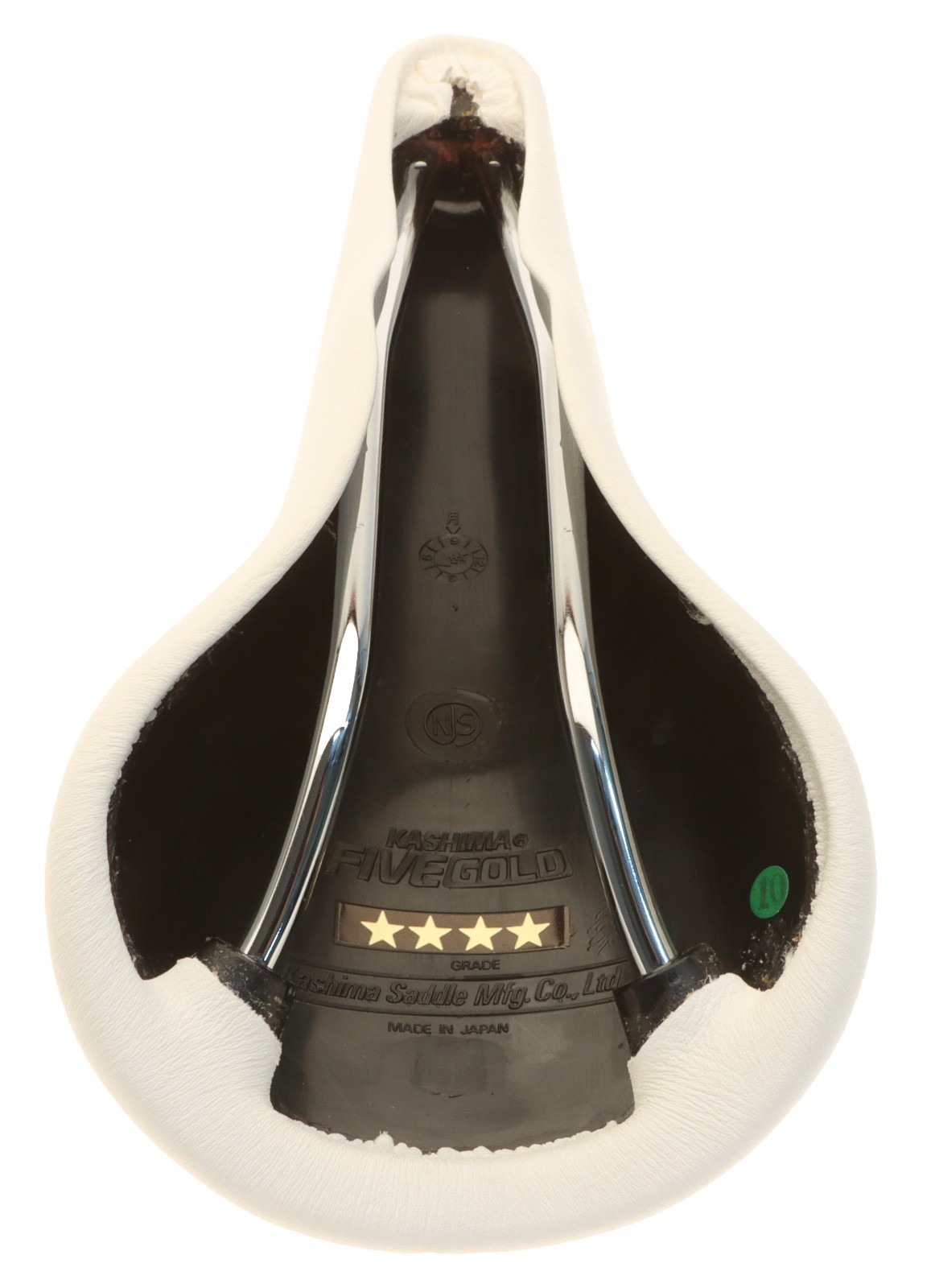 Kashimax Five Gold 7P Saddle NJS 30mm Rails White Smooth Leather NEW NOS