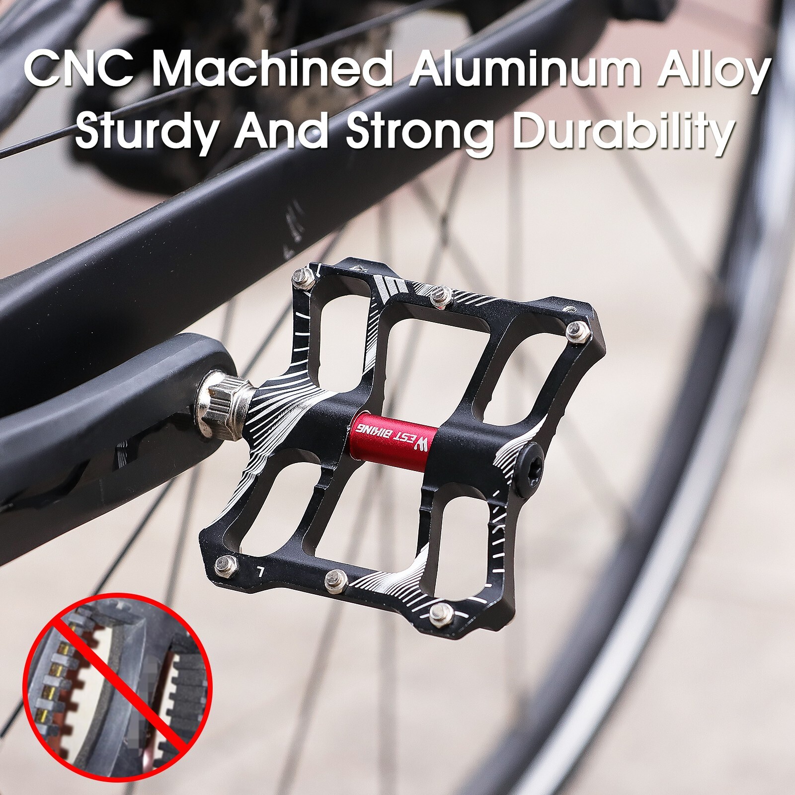WEST BIKING DU 2 Sealed Bearings Bike Bicycle Flat Platform Pedals 9/16″ Black