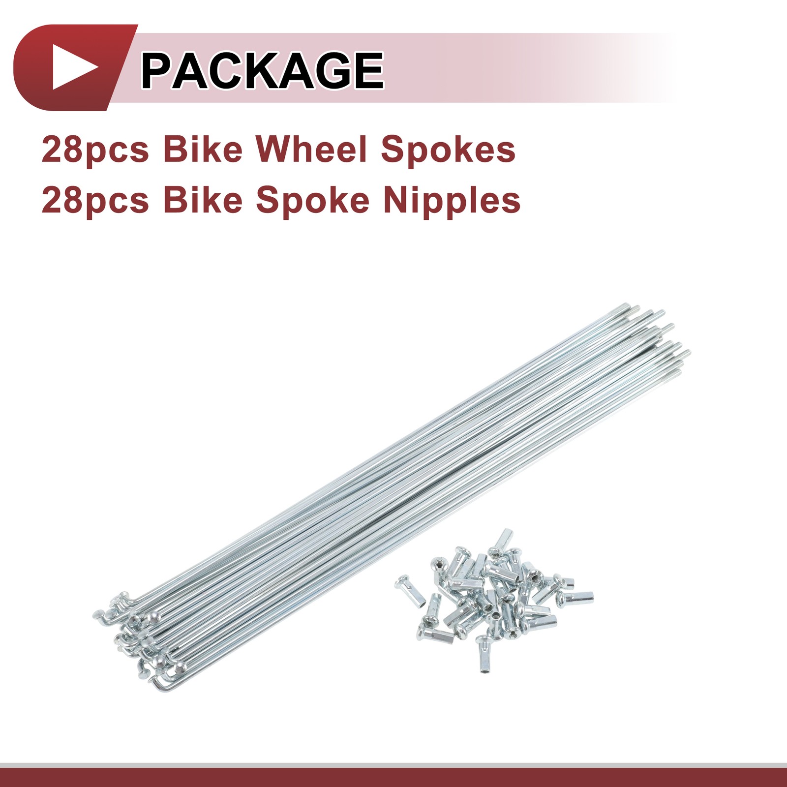 12G Bicycle Spoke 249 mm Bike Wheel Spoke Galvanized Carbon Steel Silver Tone