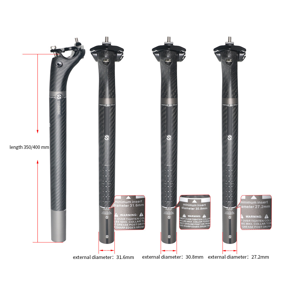 TOSEEK Carbon Fiber Seatpost Offset Mountain Road Bike Seatpost 27.2/30.8/31.6mm