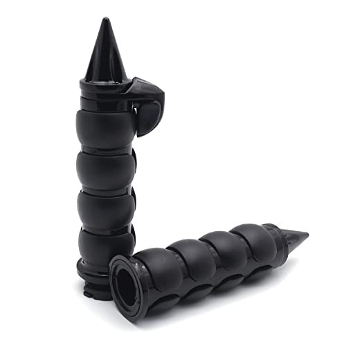 TRHB114E-25- Motorcycle Black 25mm 1″ Spike Handlebar Grips Throttle Boss