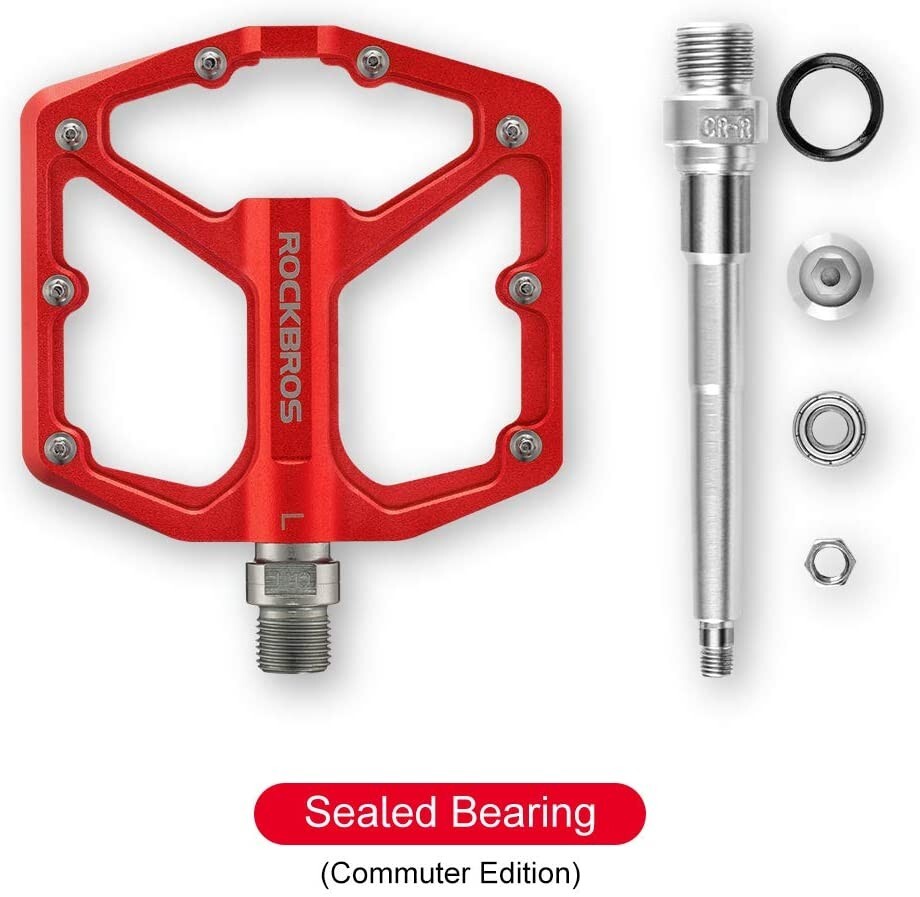 ROCKBROS MTB Bike Pedals 9/16″ Aluminum Alloy Sealed Bearing Flat Cycling Pedal