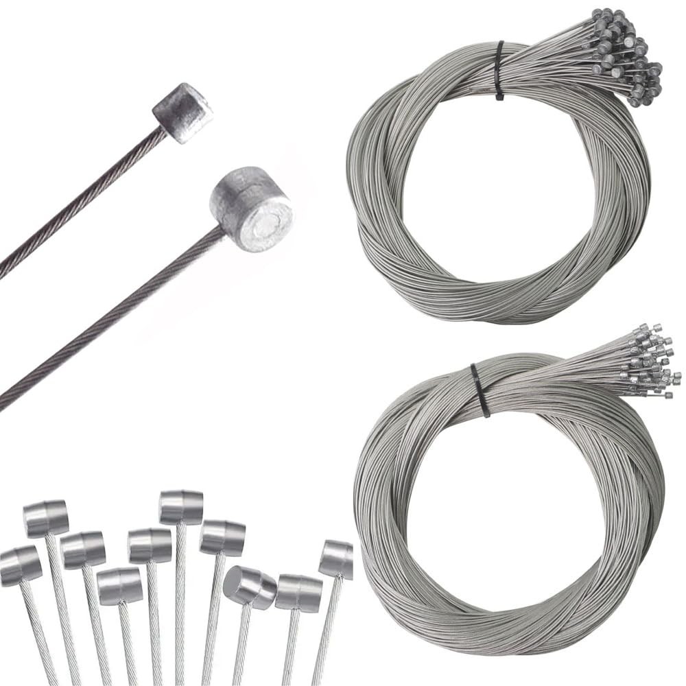 SquEqu 12 Pack Bike Brake Cable: 1800mm；Shift 2100mm, Silver
