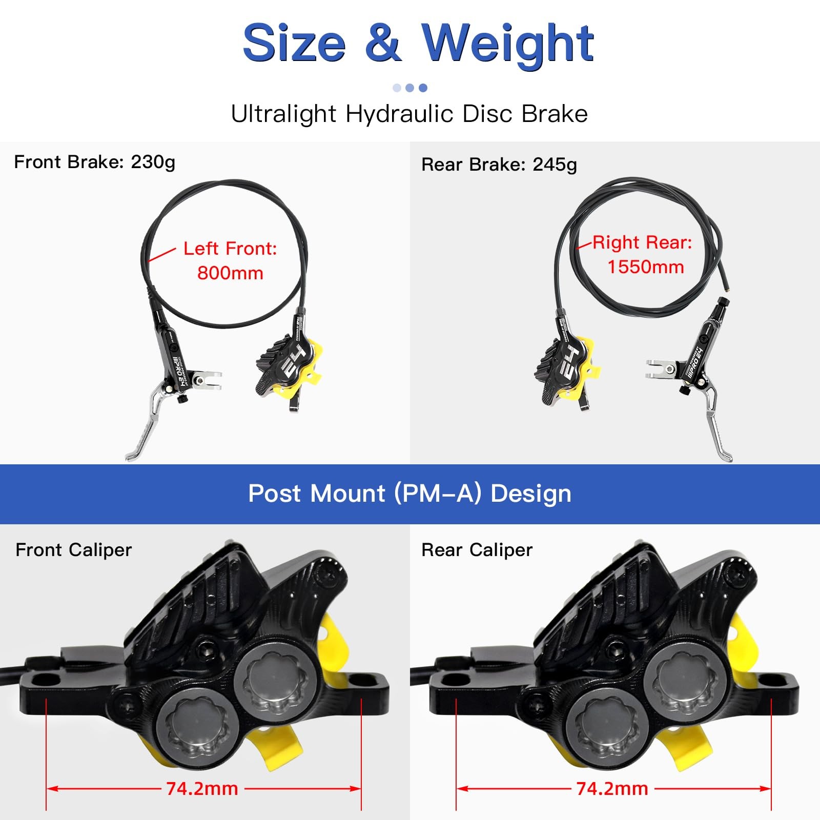 IIIPRO E4 MTB Hydraulic Disc Brake Set, 4-Piston Hydraulic Brake Kit with Cer…
