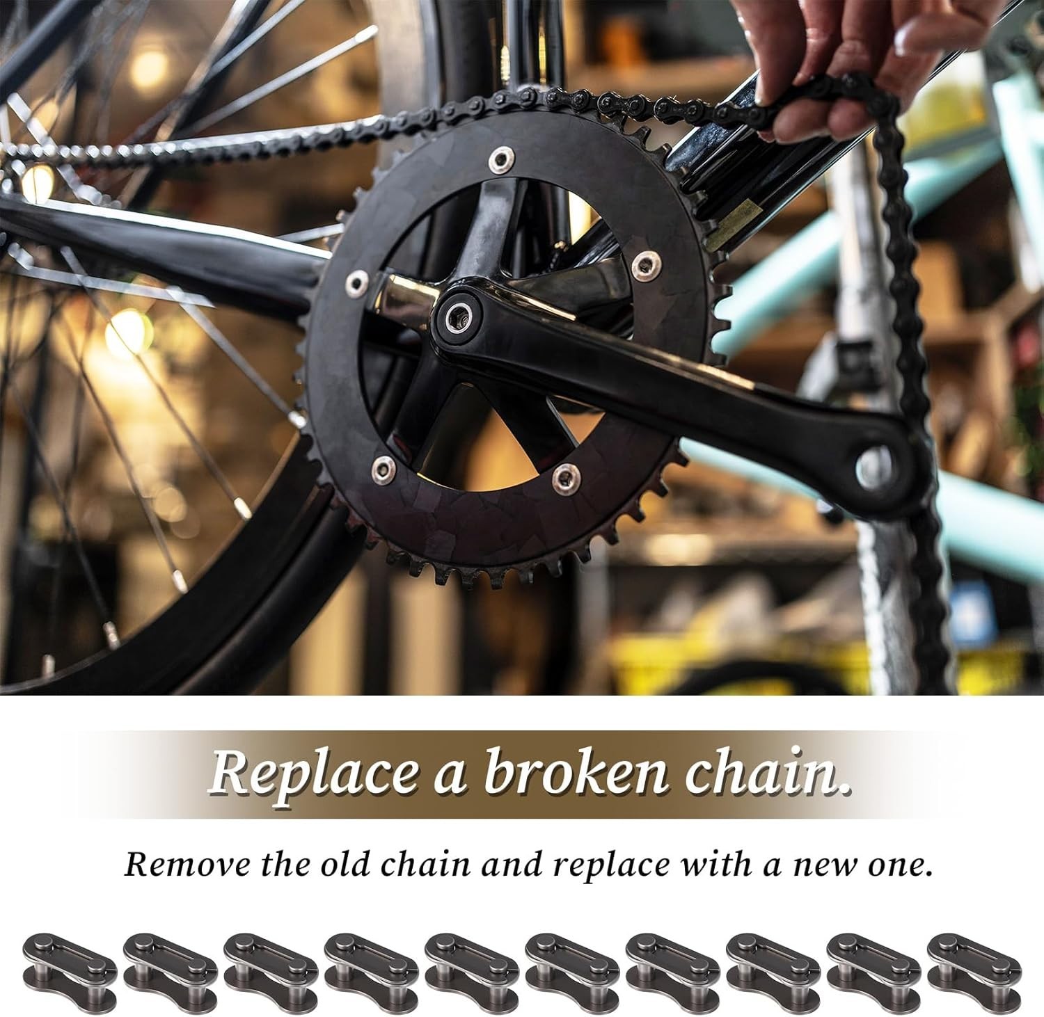 10 Pairs Bike Chain Master Link for Bicycle Missing Link, Single Speed Chain Con