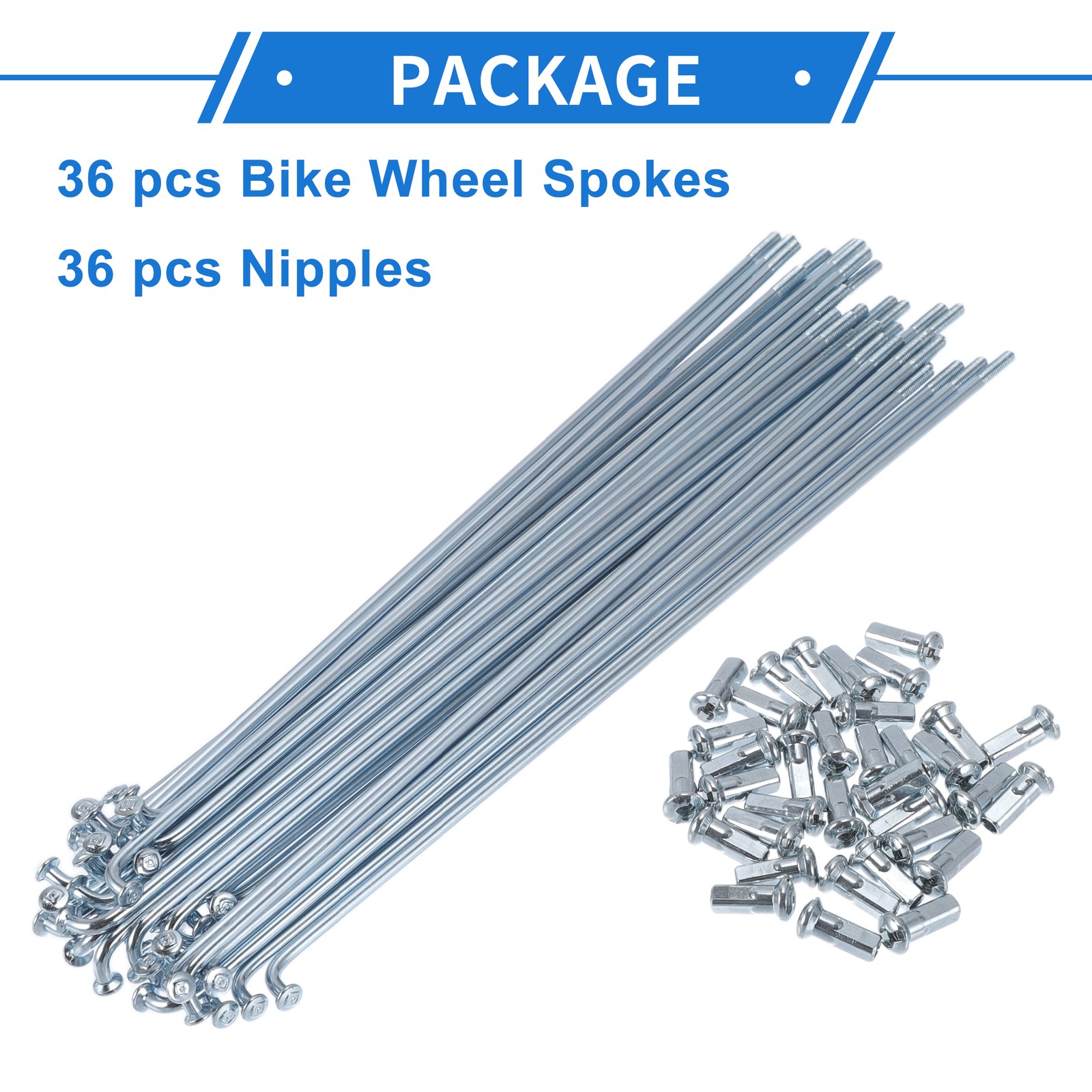 1 Set 12G 185mm Length Bicycle Spokes Nipple Carbon Steel Galvanized Universal