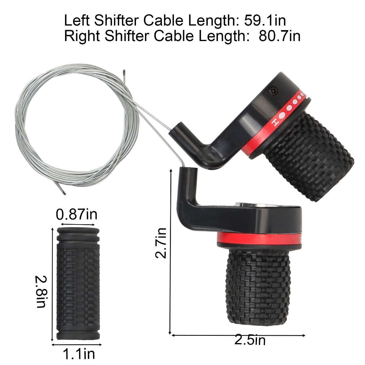 18/21 Speed Mountain Bike Twist Gear Shifter Set Handlebar Grips Cables Bicycle