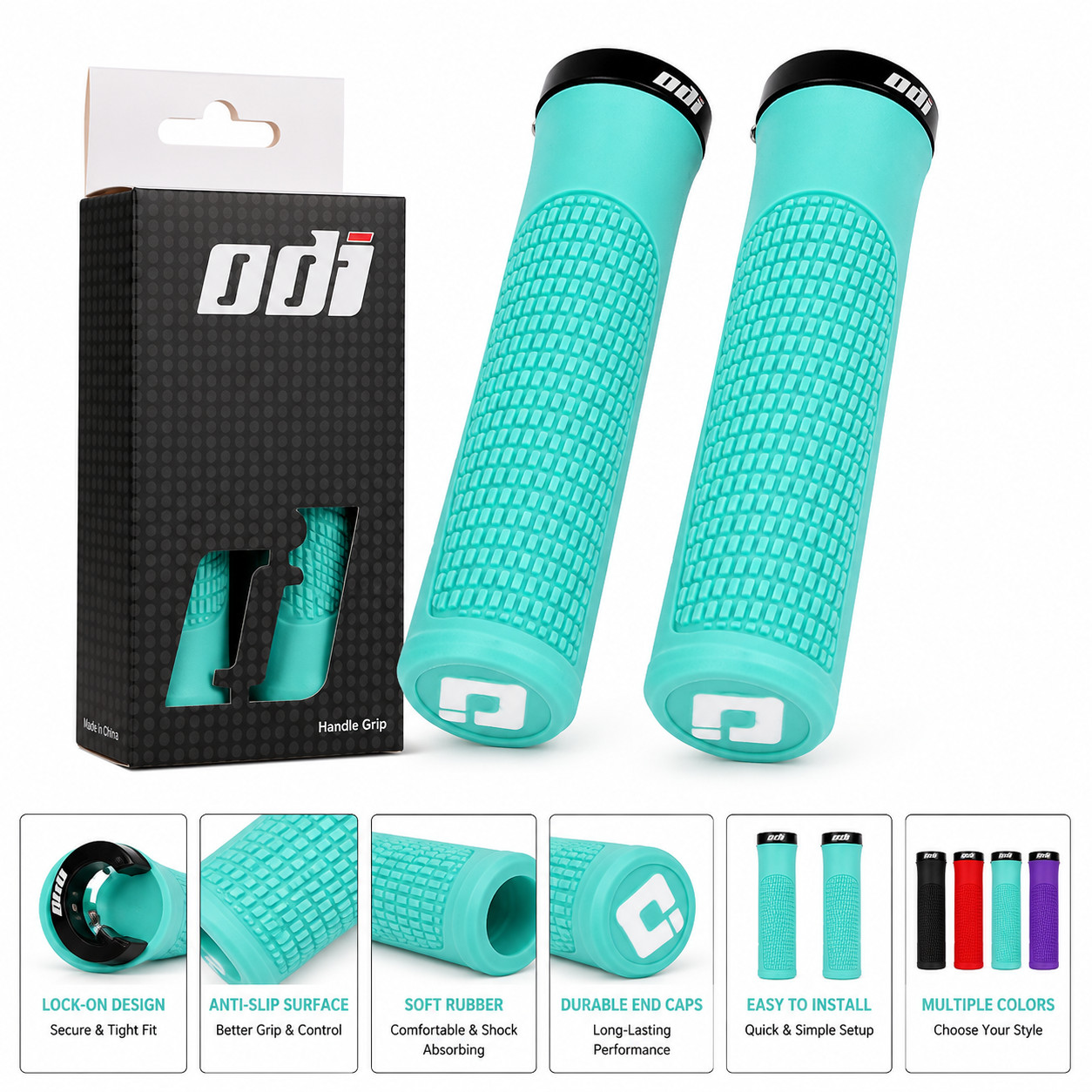 Lock-On MTB Bike Handlebar Grips Anti-Slip Bicycle Handlebar Covers Soft Rubber