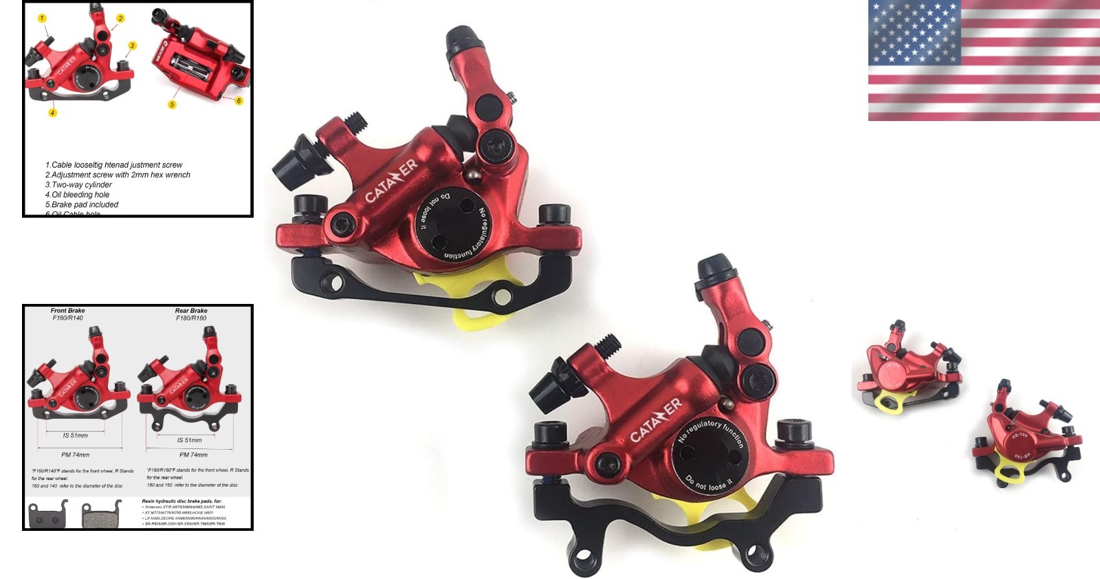 Universal Line Pulling Disc Brake System | Easy Install, Red
