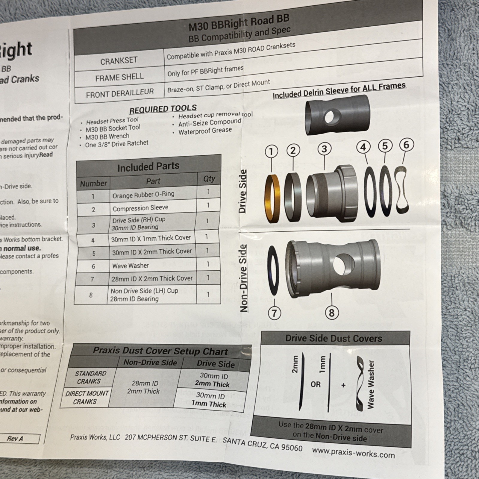 PRAXIS, M30, Bbright, 79 mm Road With R-Collet Bottom Bracket [gij]