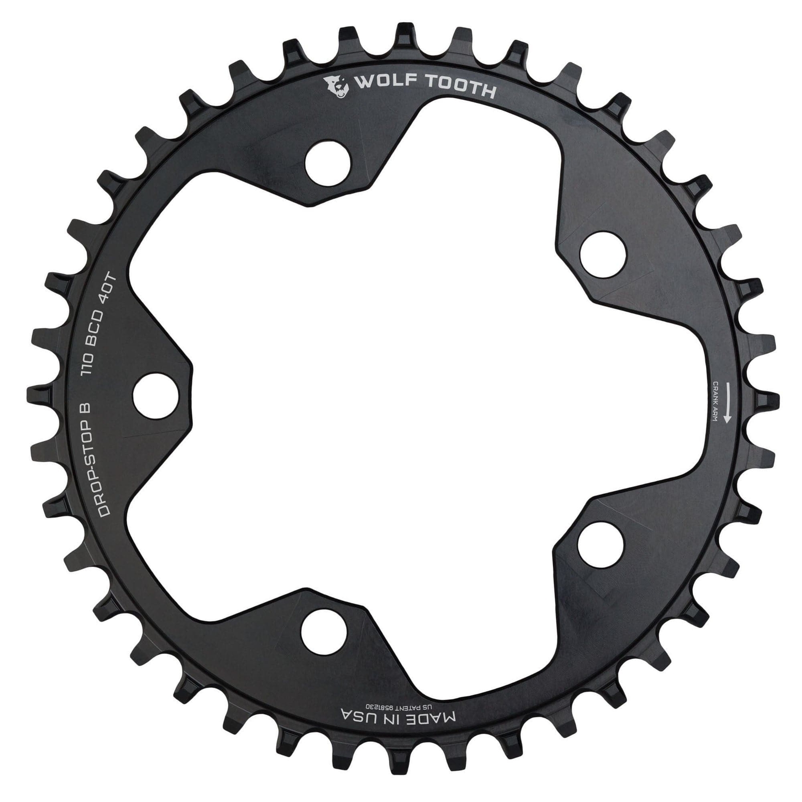 Wolf Tooth Chainring 40t 110 BCD 5-Bolt 10/11/12-Speed Alloy Cyclocross & Road