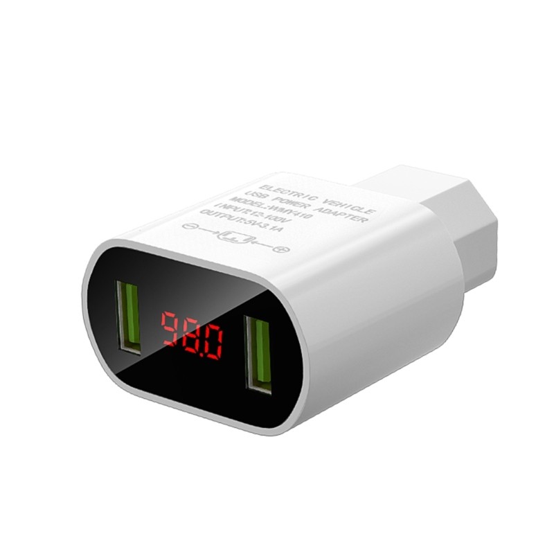 2 Port USB Charging Adapter Digital Display For Electric Bike Motorcycle 12-100V