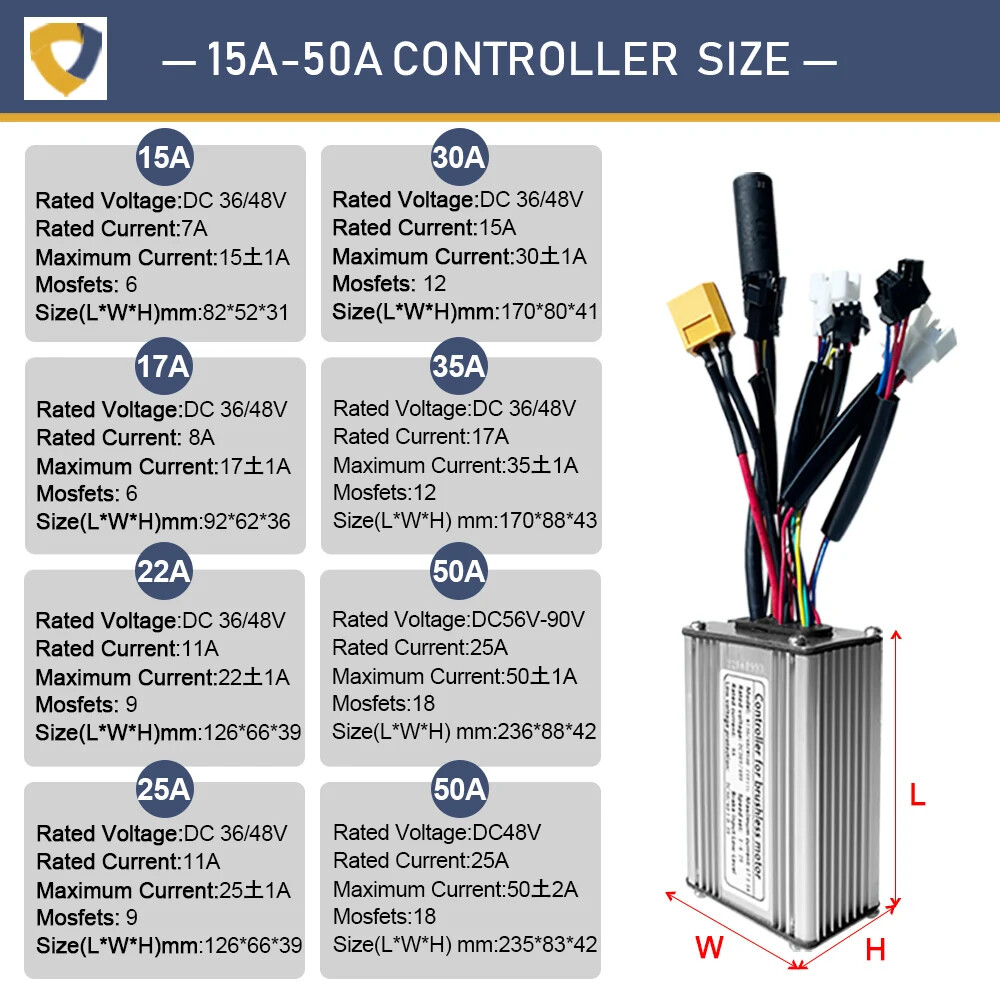 Electric Bike 36V/48V 15A/17A/22A/25A/30A/50A KT Squarewave/Sinewave Controller