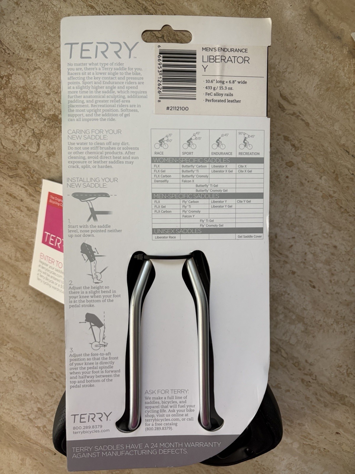 NEW Terry Men’s Liberator Y Gel Bike Seat Saddle Comfortable Center Cutaway