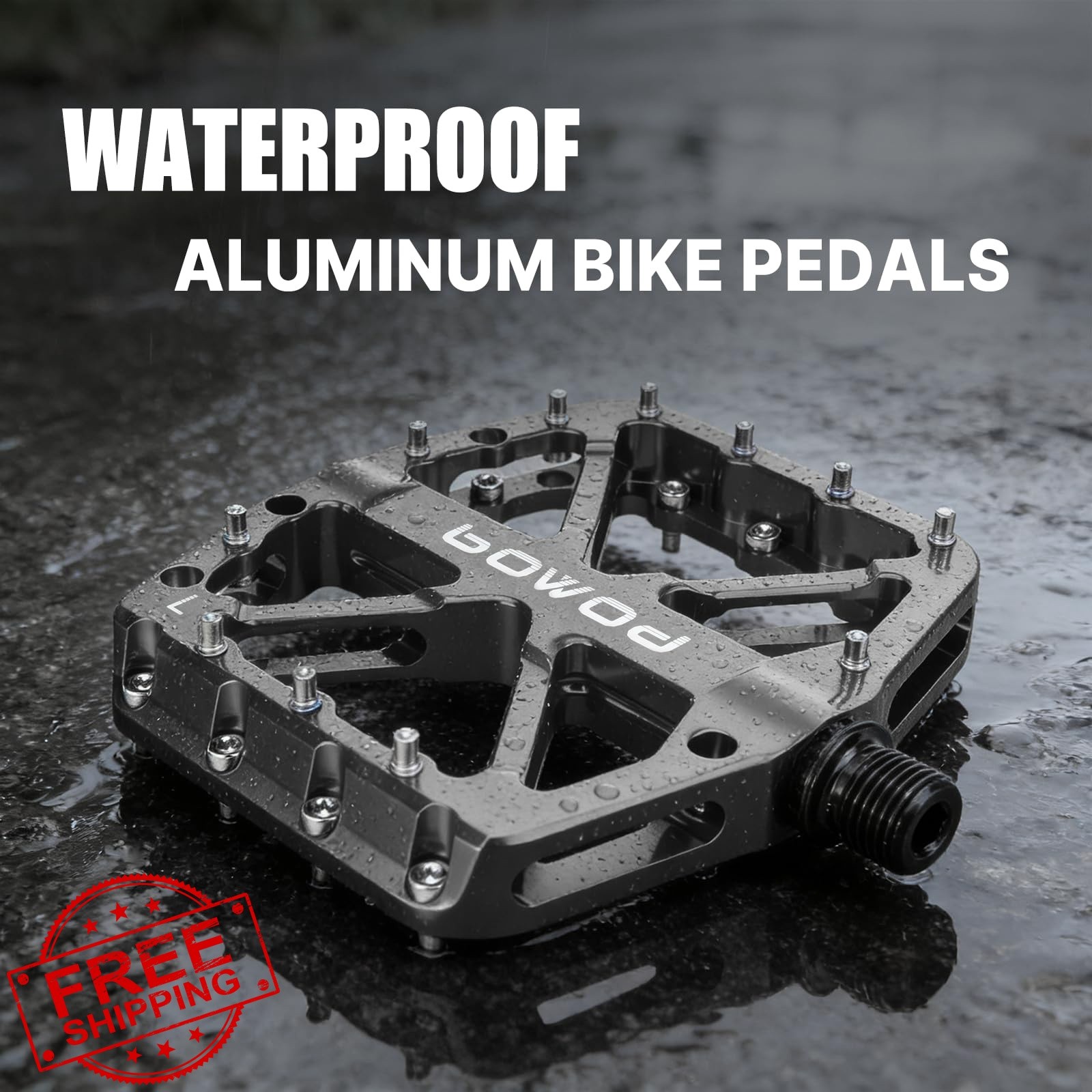 BOWOD Bike Pedals Mountain Bike Adult, Light MTB Flat Pedals Grippy w 11pcs N…