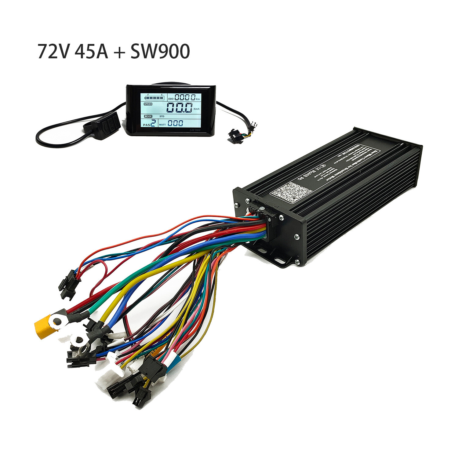 EBike 48V/52V/60V/72V 45A 1500W-3000W Sine Wave Controller SW900/UKC1 Display