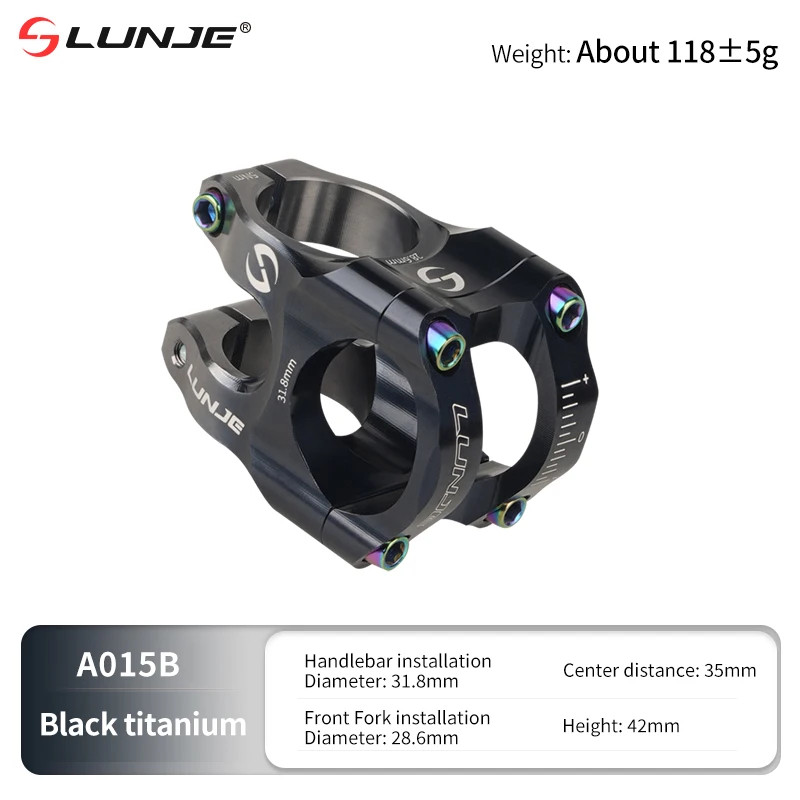LUNJE 31.8mm MTB Bike Stem CNC Aluminum Alloy Short Handlebar Riser Road Bicycle