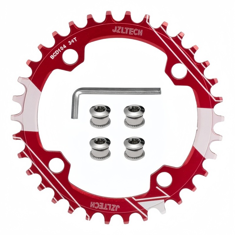 104BCD 34T MTB Single Chainring Narrow Wide Tooth w/4 Bolts & Hex Wrench