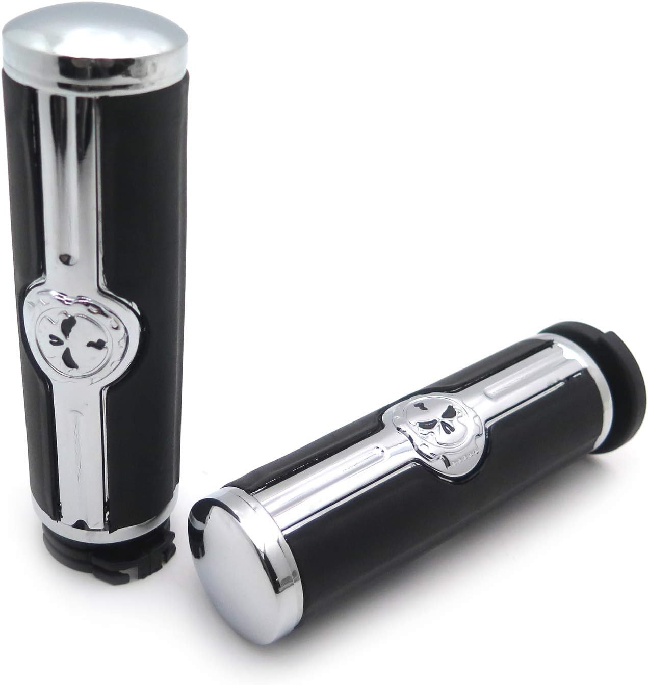 Xkmt-Chromed Handlebar Skull Grips to Compatible with 96-07 Touring Models And96