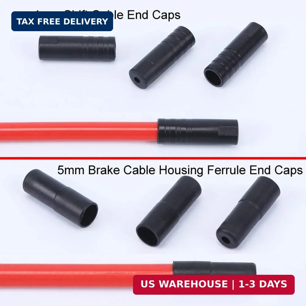 100 Pieces Bike Bicycle Plastic 5mm Brake Cable Housing Ferrule End Caps and 100