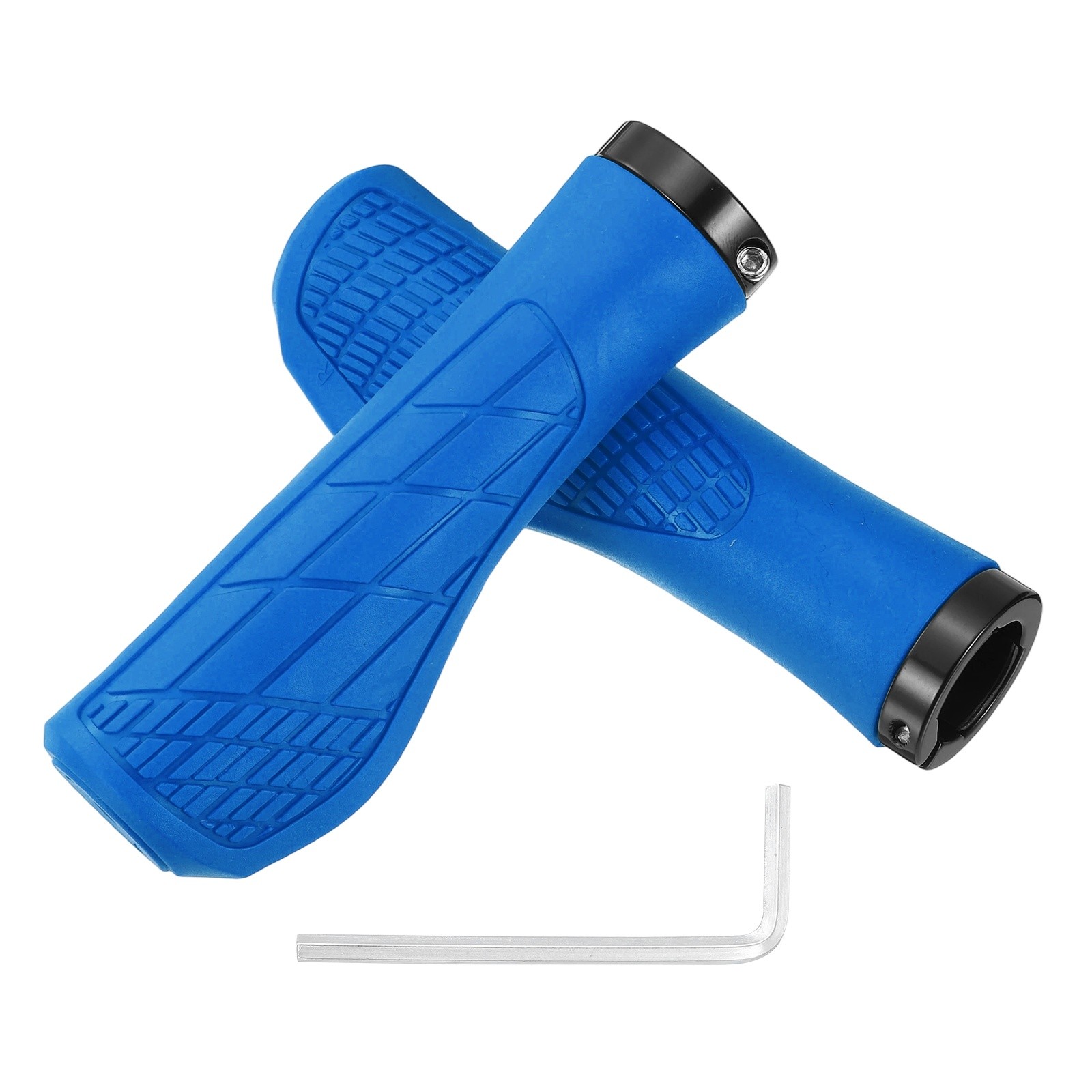 Ergonomic Bike Grips for Bicycle with Wrench 5.3in Diamond-Texture Blue