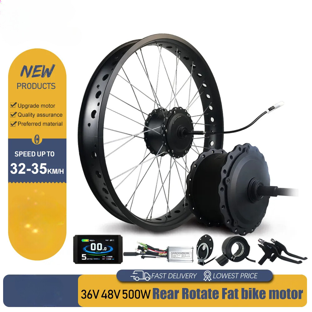 Snow E-bike Conversion Kit 36V 48V 500W 20/26inch Rear Rotate Wheel Hub Motor