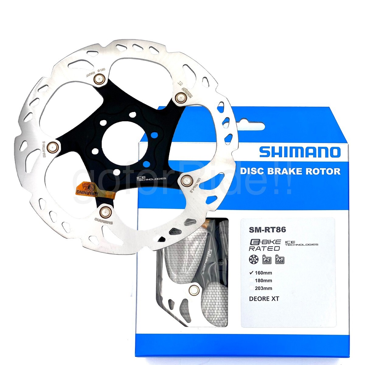 2 x Shimano XT SM-RT86-S 160mm 6-Bolt Brake Rotors