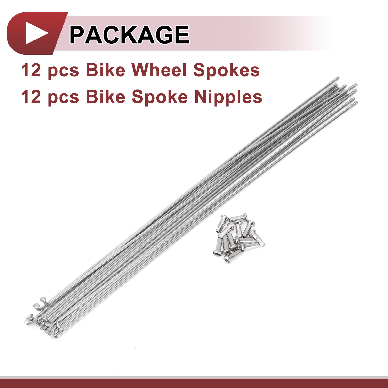 12 Set 14G Bicycle Spokes 275mm Bike Wheel Spokes 304 Stainless Steel