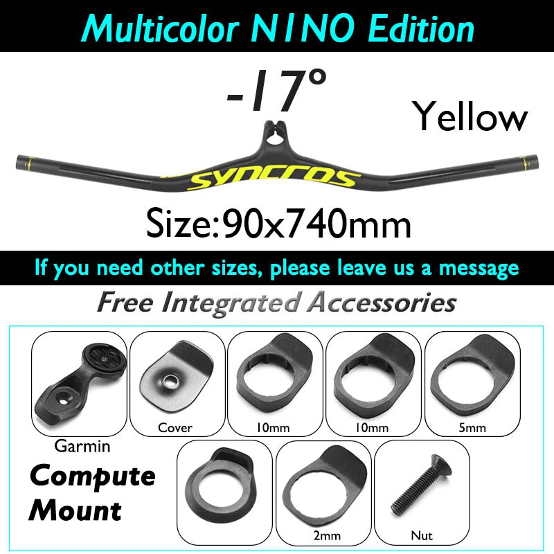 90*740mm Carbon Fiber Mountain Bike Integrated Handlebar -8/-17/ -25 Degree